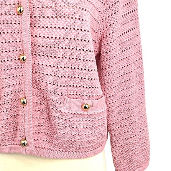 Reformation Charlotte Cardigan Sweater Pink Cotton Gold Buttons Size Large L - Picture 3 of 10